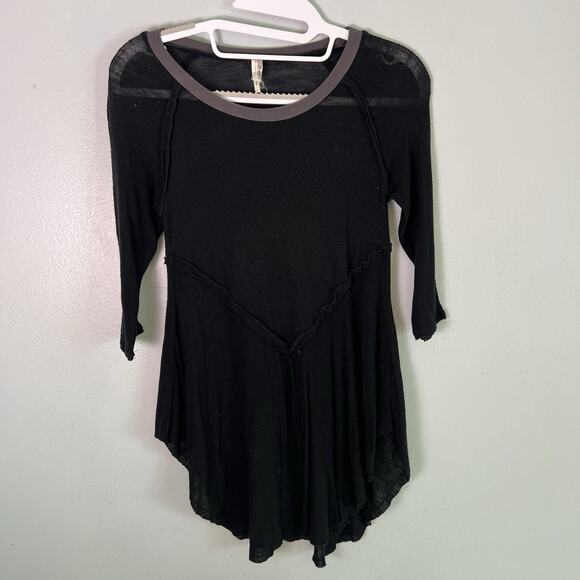 Free People Tops - Intimately Free People Top/Sweater Women's Size XS Black w/Grey Collar Raw Hem